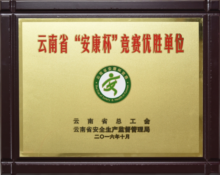 2016年云南省安康杯競賽優勝單位